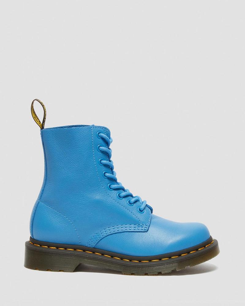 Women's Dr Martens 1460 Pascal Virginia Leather Ankle Boots Blue | AU 15BEX